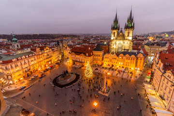 Obraz premium Aerial view of the Old Town square in Prague, Czech Republic