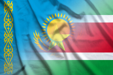 Kazakhstan and Suriname political flag international negotiation SUR KAZ