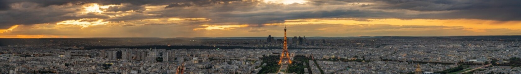 Beautiful sunset panorama of Paris. France