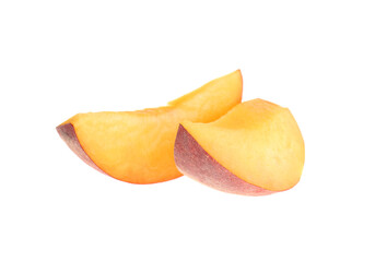 Naklejka na ściany i meble Slices of ripe peach isolated on white