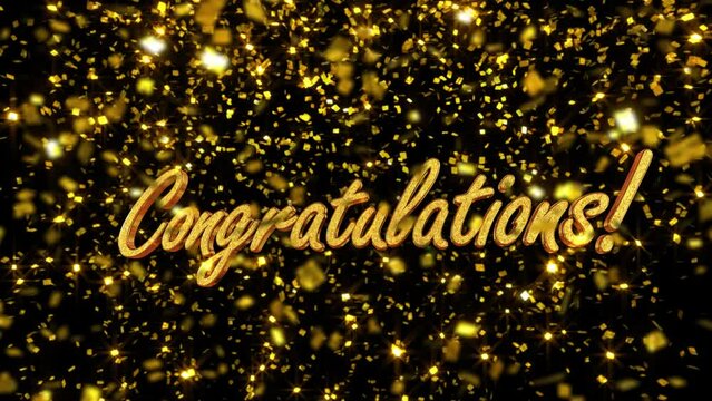Congratulations! 3D Text Gold Cofetti +FG