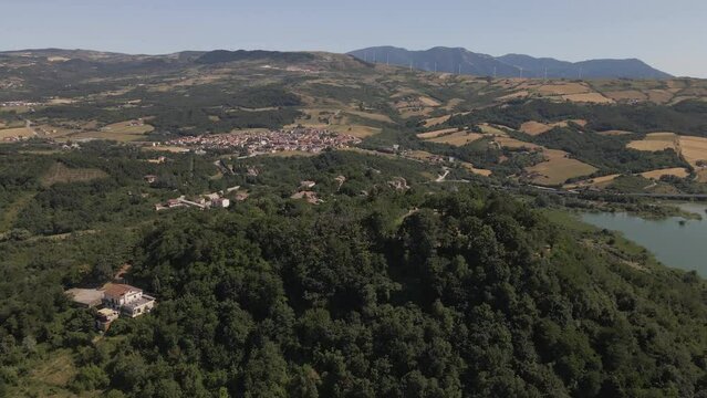 Aerial view of Conza della Campania, Avellino, Italia.
