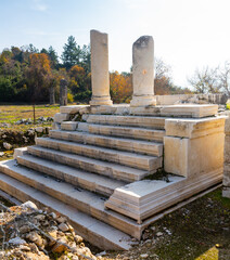 Temple of Kronos in ancient ruined Lycian hilltop citadel Tlos, Turkey