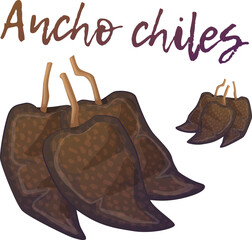 Pile of anchos chiles vector icon, dried polano peppers cartoon illustration isolated on white background - obrazy, fototapety, plakaty