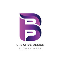 Gradient letter B logo design with black and white