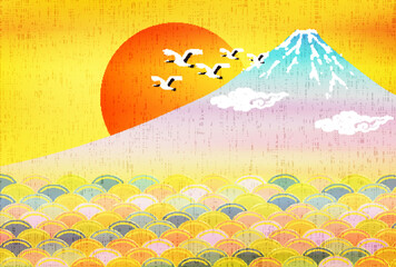 富士山　年賀状　和柄　背景