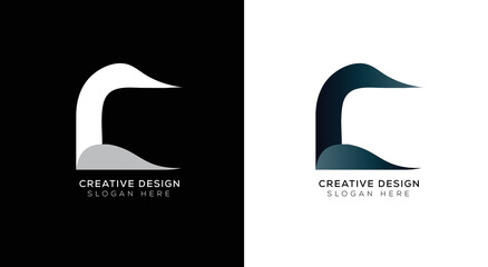 Fototapeta premium Branding identity corporate letter c logo template with black and white