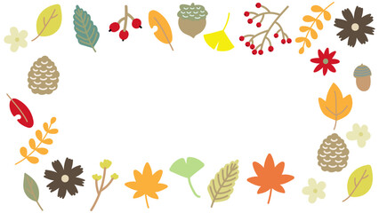 秋の落ち葉のフレーム