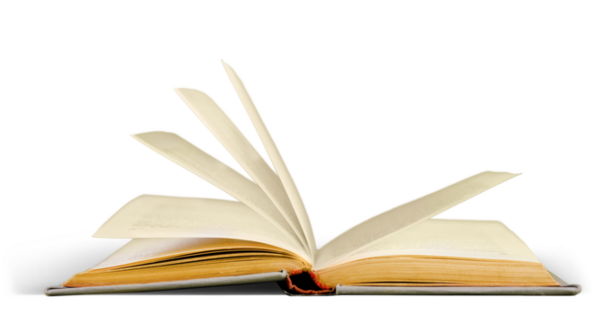 Open book isolated on white background