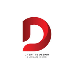 Creative letter D logo design with black and white