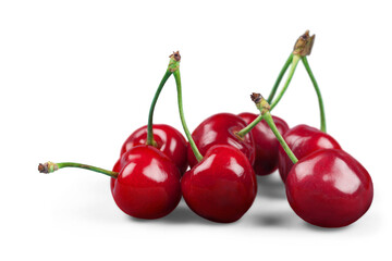 Red cherries isolated on a white background - Powered by Adobe