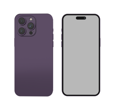 Iphone 14 fourteen por max purple violet color font back mockup electronic technology digital online network wireless smartphone mobile tablet gadget communication business touchscreen 
