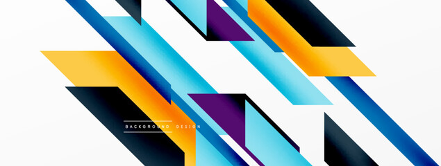 Minimal geometric abstract background. Dynamic 3d lines composition. Trendy techno business template for wallpaper, banner, background or landing