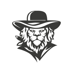 Lion wild west logo vector.