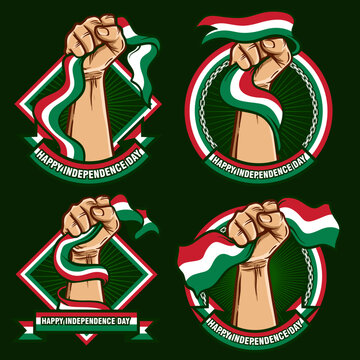 fist hands with hungary flag illustration