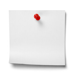 Close up of white note paper on white background with clipping path - obrazy, fototapety, plakaty