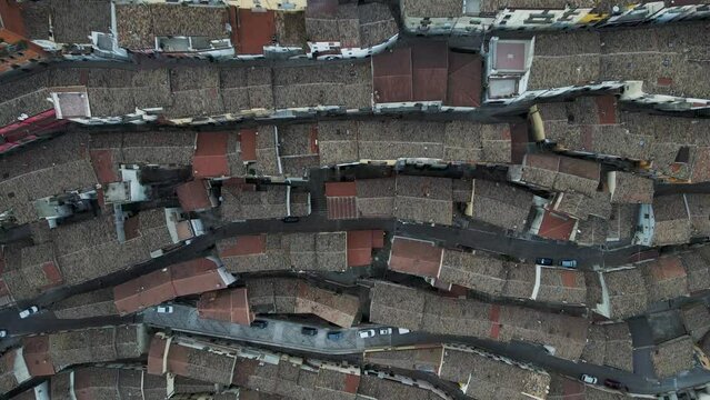Aerial view of Calitri, a colourful town in Irpinia, Avellino, Italy.
