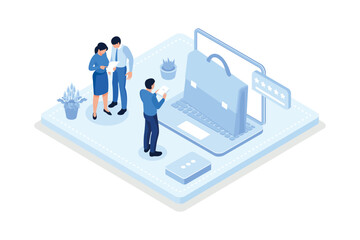 Hr managers analyzing CV, Recruitment process concept, isometric vector modern illustration