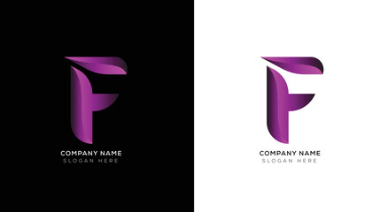 Gradient letter F logo with black and white