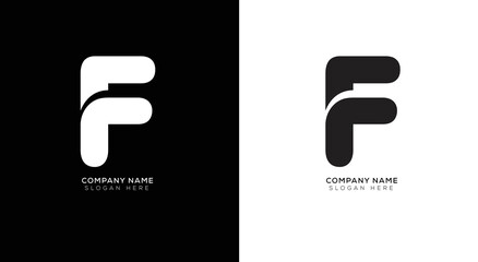 Gradient letter F logo with black and white