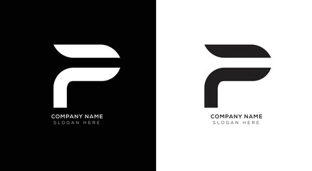 Gradient letter F logo with black and white