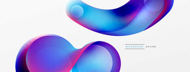 Fluid abstract background. Liquid color gradients composition. Round shapes and circle flowing design for wallpaper, banner, background or landing