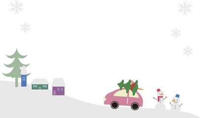 シンプル可愛い冬景色のクリスマス背景イラスト素材