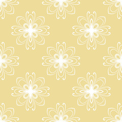 Oriental yellow and white vector ornament. Vintage pattern with volume 3D elements, shadows and highlights. Classic traditional background