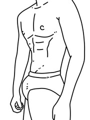 black and white of body man cartoon for coloring