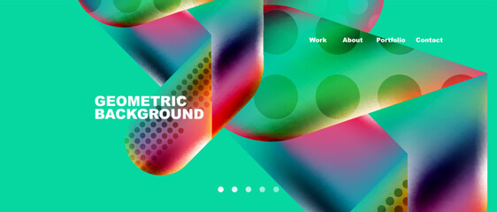 Landing page background template. Colorful plastic round shapes abstract composition. Vector illustration for wallpaper, banner, background
