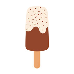 Choco Vanilla Popsicle Ice Cream with Chocolate Sprinkles Stick Vector for Summer