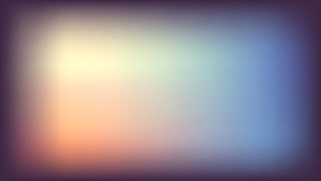 Abstract gradient background with grainy noise texture. Retro screen image with vignette effect.