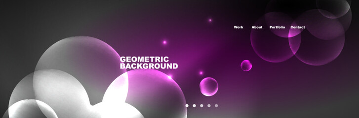 Neon glowing bubbles, circles magic energy space light concept, abstract background wallpaper design