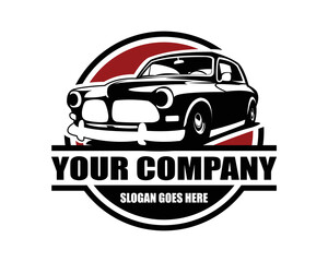 Fototapeta premium isolated black and white muscle car logo front view vector graphic illustration