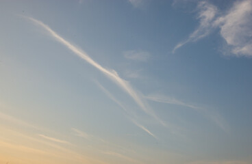 Naklejka na ściany i meble Background image of blue sky and slightly thin clouds