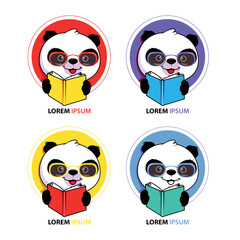 panda book logo vector illustration