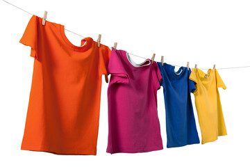 T-shirt clothing shirts hanging laundry isolated clean - obrazy, fototapety, plakaty