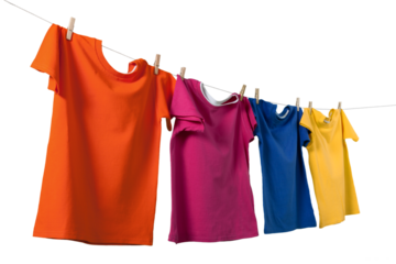 T-shirt clothing shirts hanging laundry isolated clean