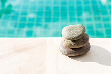 Stone stack with space over blurred background, zen stone, spa concept background idea
