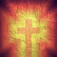 Background with christian cross icon. Religion concept illustration