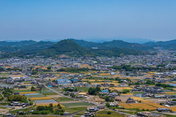 Fototapeta na wymiar Landscape of Miki town , view for Mt. shirayama from Mt. dakeyama , kagawa, shikoku, japan