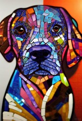 Cute Dog Colorful Mosaic