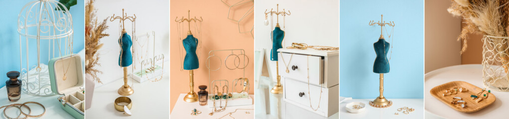 Collage with organizers for beautiful jewellery