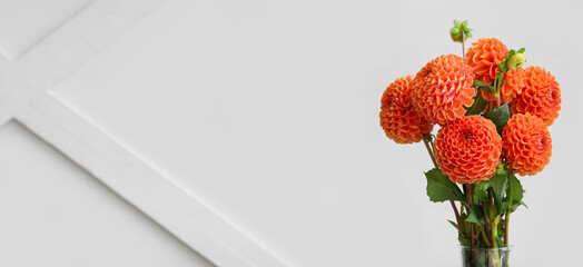 Bouquet Beautiful Dahlias Light Grey