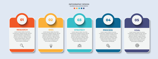 Steps business data visualization timeline process infographic template design with icons	
