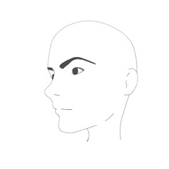 Young woman face half turn view. Elegant silhouette of a female head.