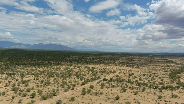 Aerial shot of the Sonoran desert in Arizona, slow moving drone shot