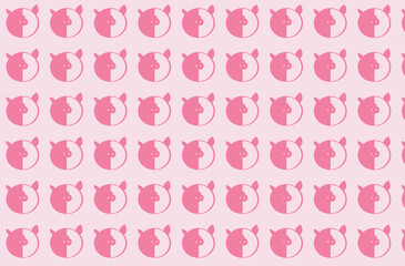 seamless pattern with pig face silhouette