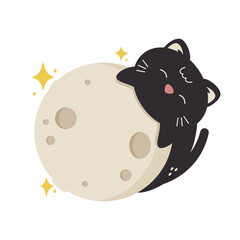 Black Cat Happy Moon