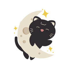 Black Cat Waving Moon